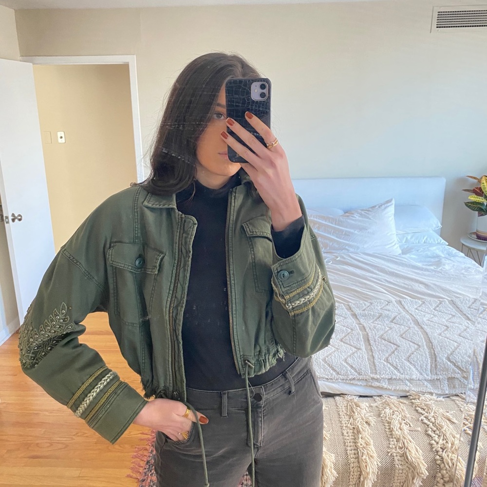 Army green utility jacket